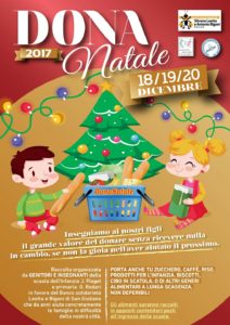 dona natale 2017 , iniziativa per donazione cibo nelle giornate del 17, 18 e 19 dicembre 