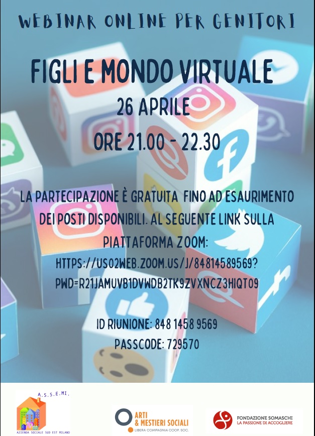 Figli e mondo virtuale webinar per genitori 26 aprile 0re 21.00 - 22.30